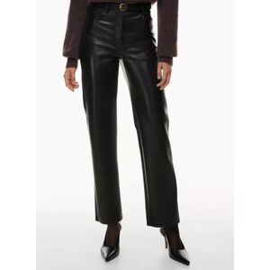 Aritzia Wilfred Melina Black Faux Leather Straight Leg Pants Size 4 - EUC